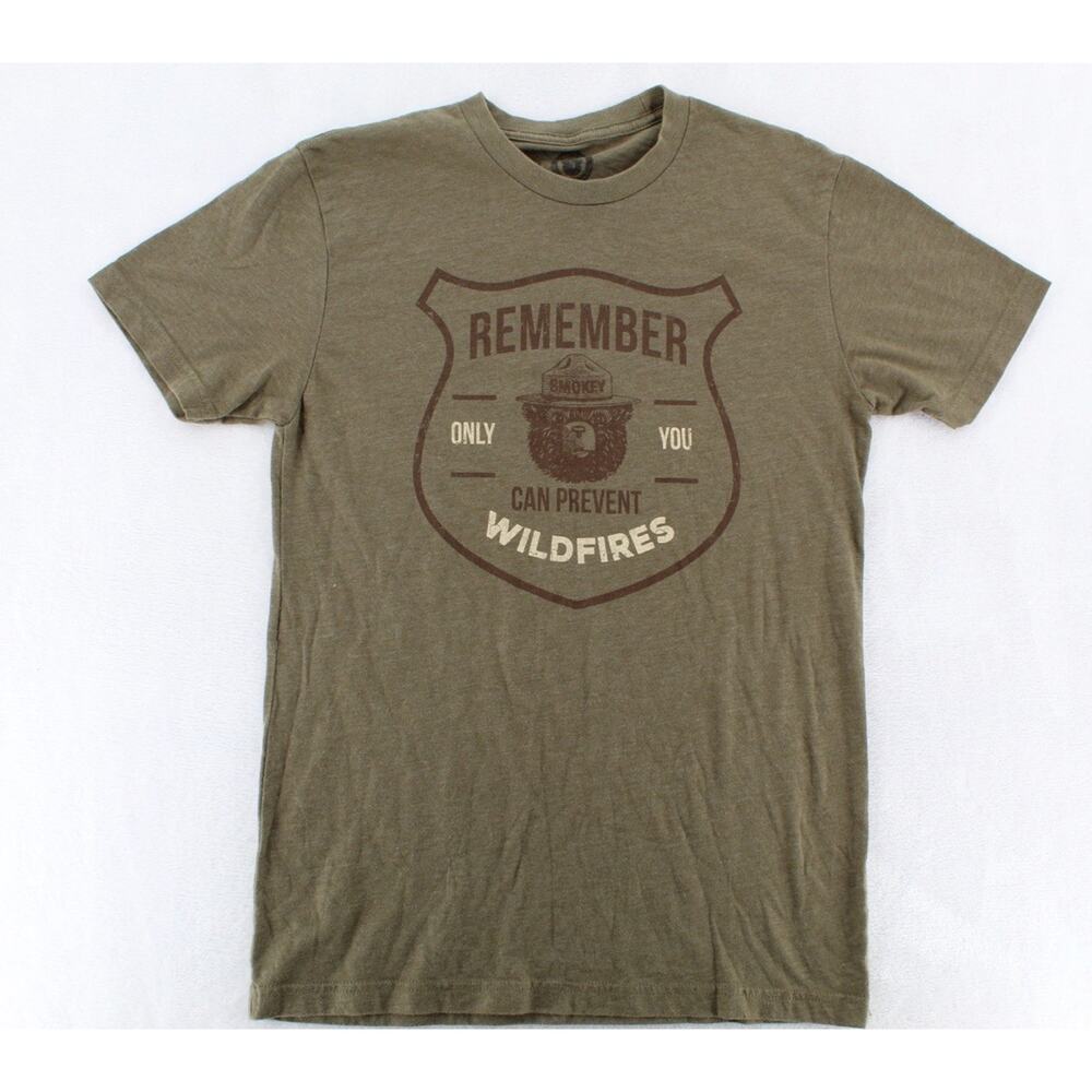 Retro Smokey the Bear Olive Green Prevent Forest Fires Size Small Shirt
